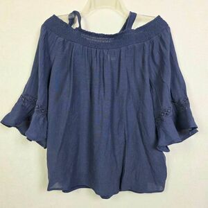 Parallel Skies Off Shoulder Blouse Blue L Boho